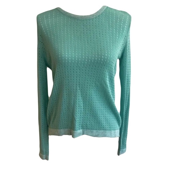 Rag & Bone Ariana Open Knit Flyaway Cotton Sweater Turquoise Small Orig $298 - Picture 4 of 9
